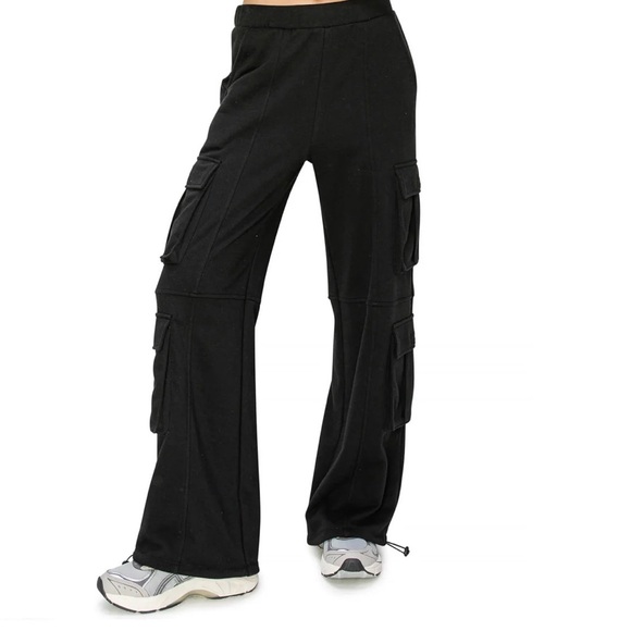 Lazy Sunday size XL Wide Leg Cargo Sweatpants - Cream - Picture 6 of 6